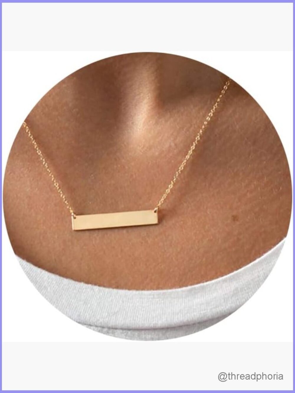 Dainty Bar Necklace for Women, Gold Plated Pendant Necklace, Trendy Delicate